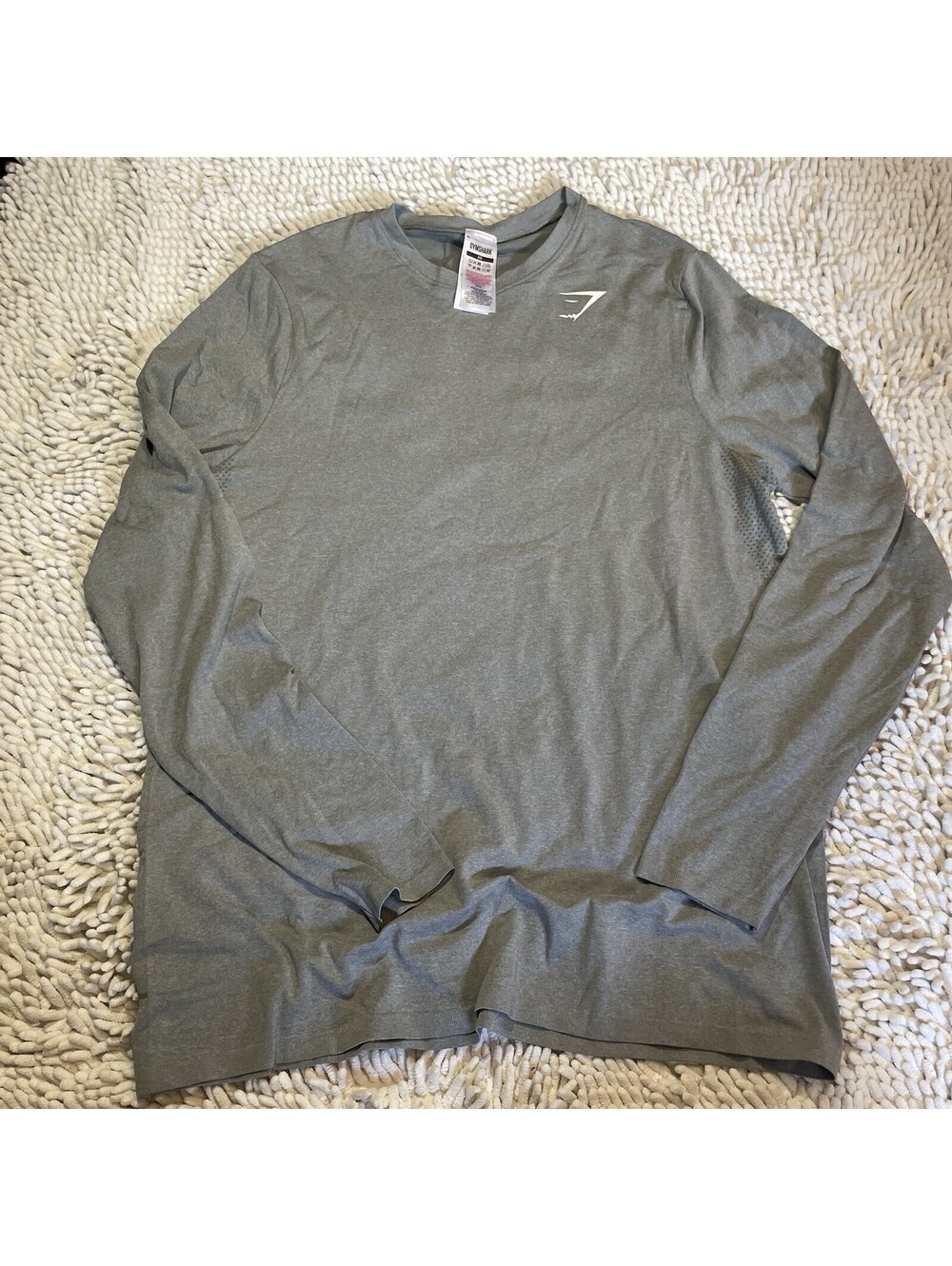 Gymshark Long Sleeve Top Mens XS Gray Workout Athletic Bretahable A1A1O
